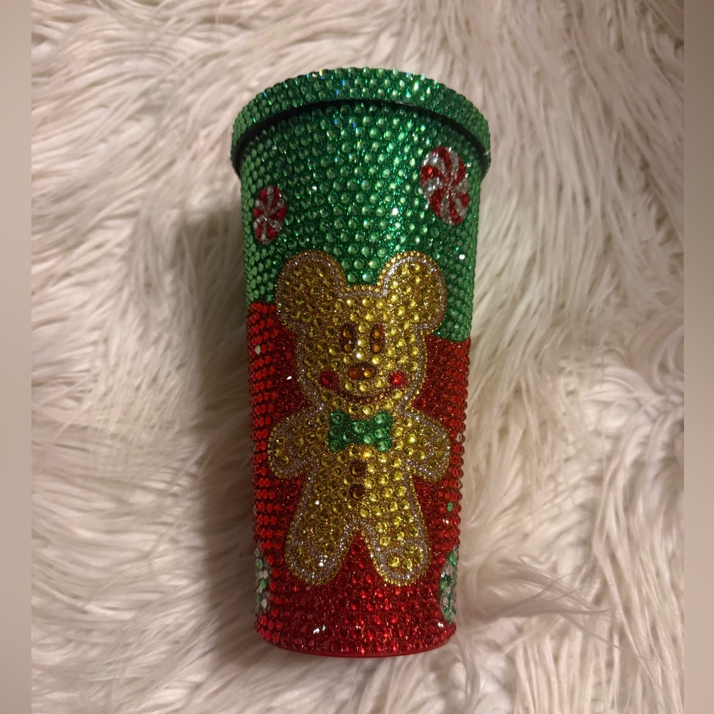 Christmas  Rhinestone Gingerbread Minnie/mickey mouse Tumbler